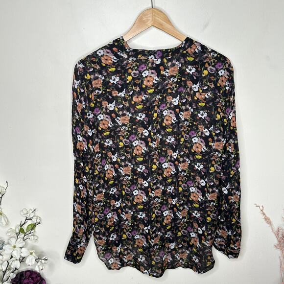 RAG & BONE Corrine Floral Blouse Black Blouse Sz M {VV32} - Picture 3 of 5